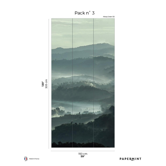 Papermint Misty Line Pack 3 in Green Wall Mural