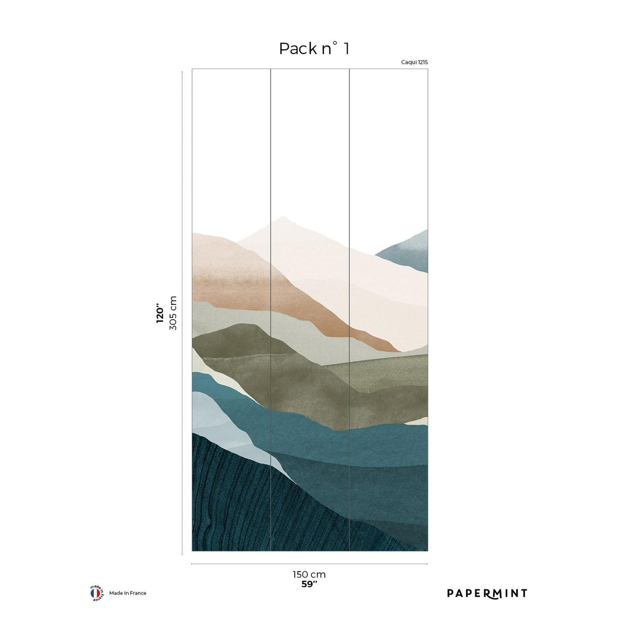 Papermint Montagna Pack 1 in Teal Wall Mural