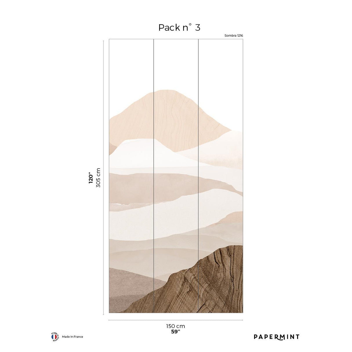 Papermint Montagna Pack 3 in Pink Wall Mural