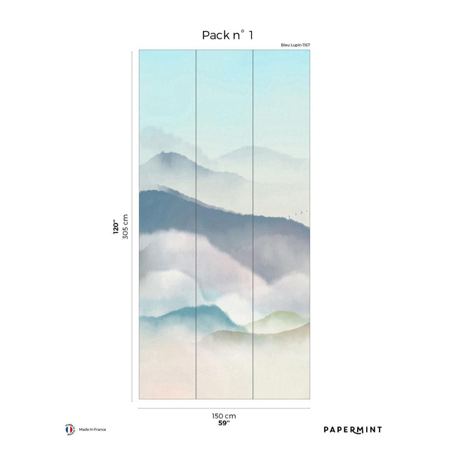 Papermint Japanese Mountain Pack 1 in Blue Wall Mural