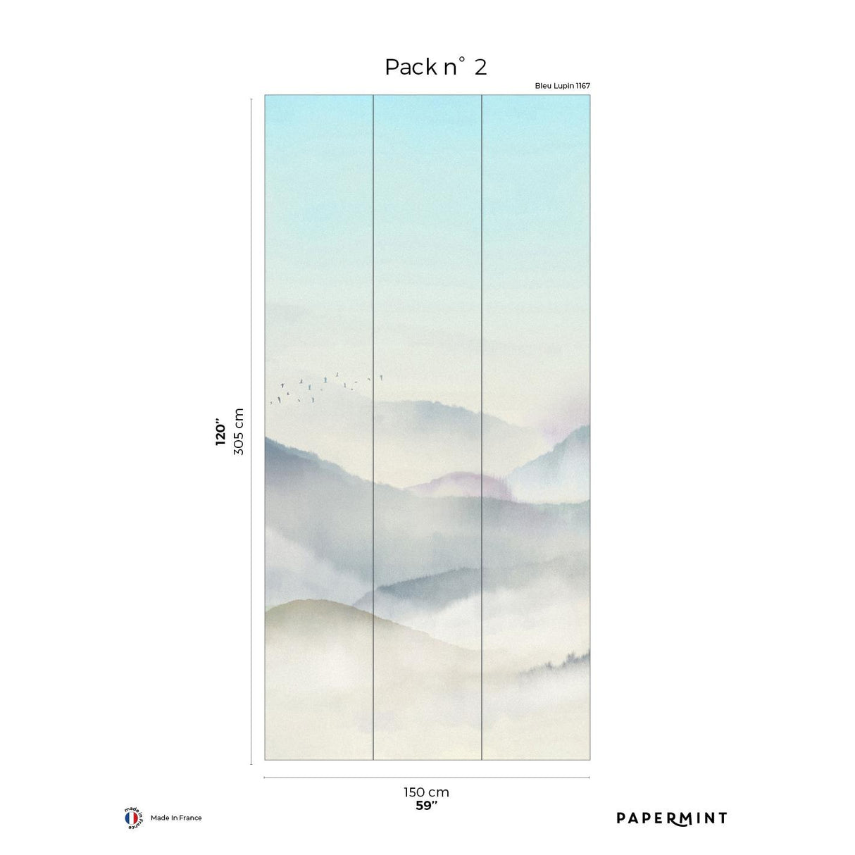 Papermint Japanese Mountain Pack 2 in Blue Wall Mural