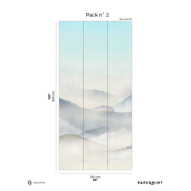 Papermint Japanese Mountain Pack 2 in Blue Wall Mural
