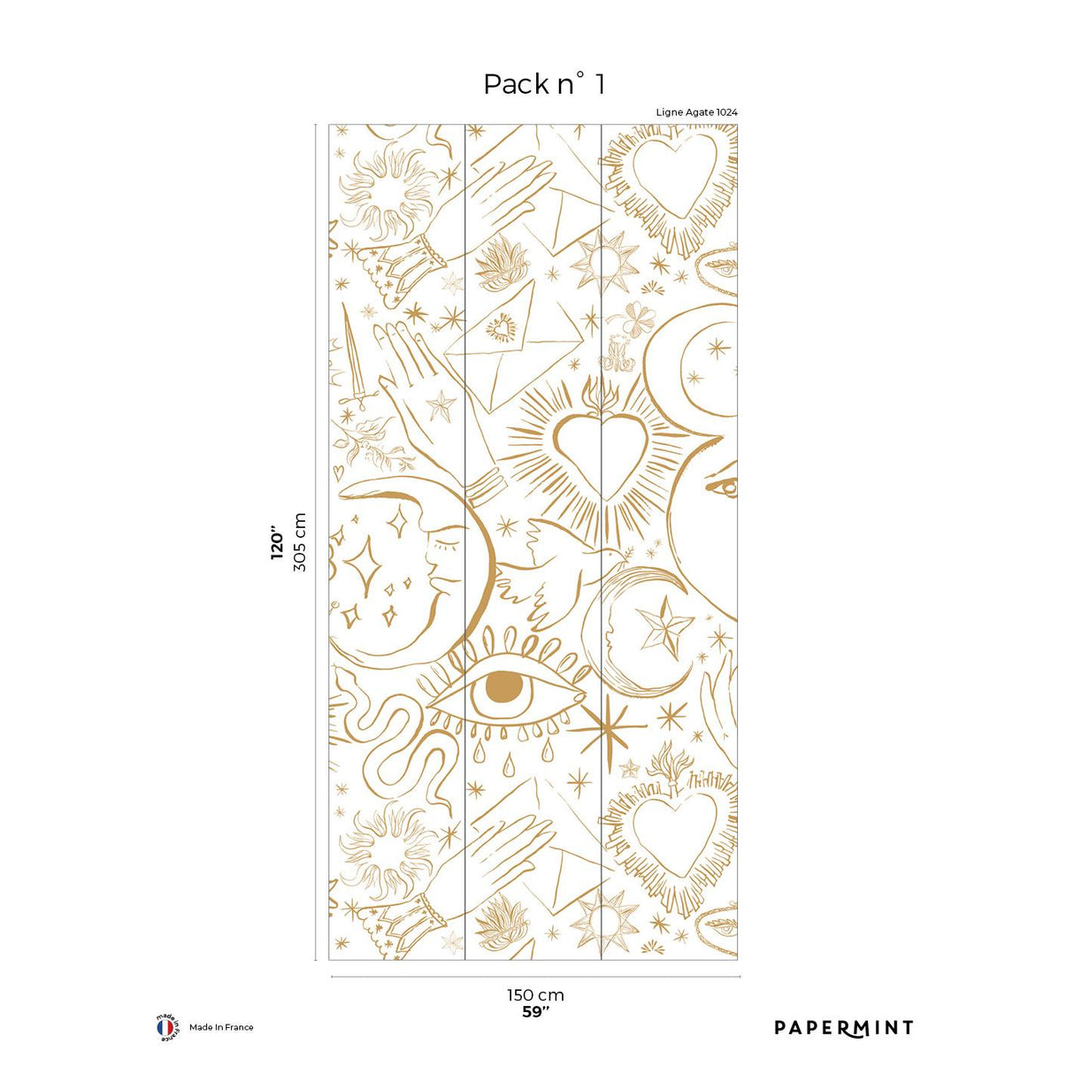 Papermint Mystic Pack 1 in Gold Wall Mural