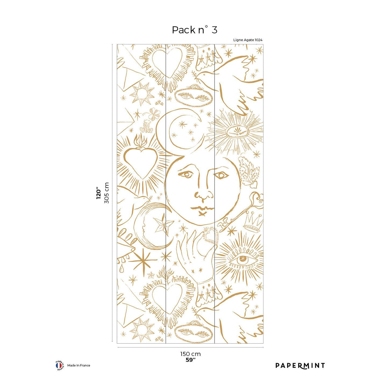 Papermint Mystic Pack 3 in Gold Wall Mural