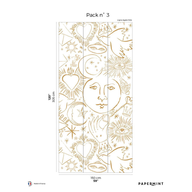 Papermint Mystic Pack 3 in Gold Wall Mural