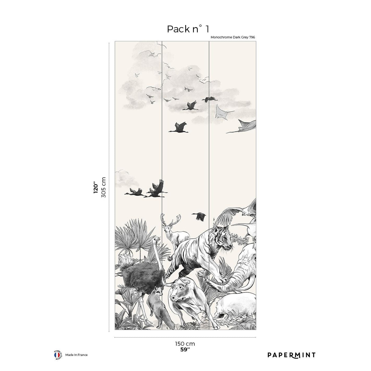 Papermint Noah Pack 1 in Gray Wall Mural