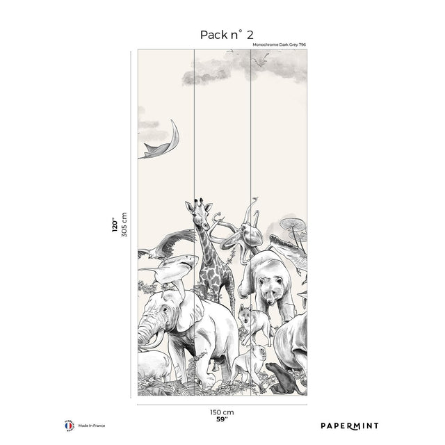 Papermint Noah Pack 2 in Gray Wall Mural