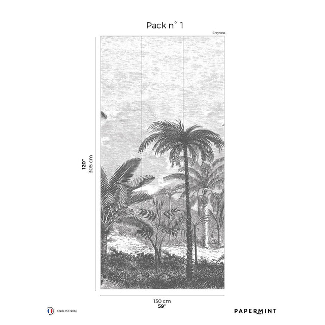 Papermint Palm Grove Pack 1 in Gray Wall Mural