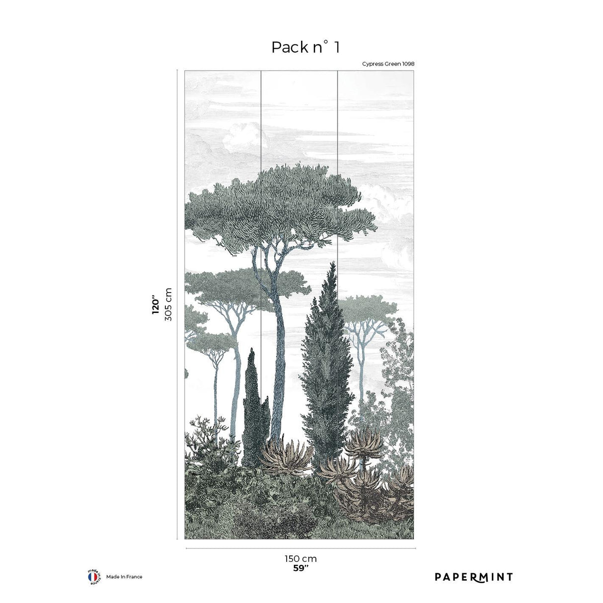 Papermint Pinery Pack 1 in Green Wall Mural