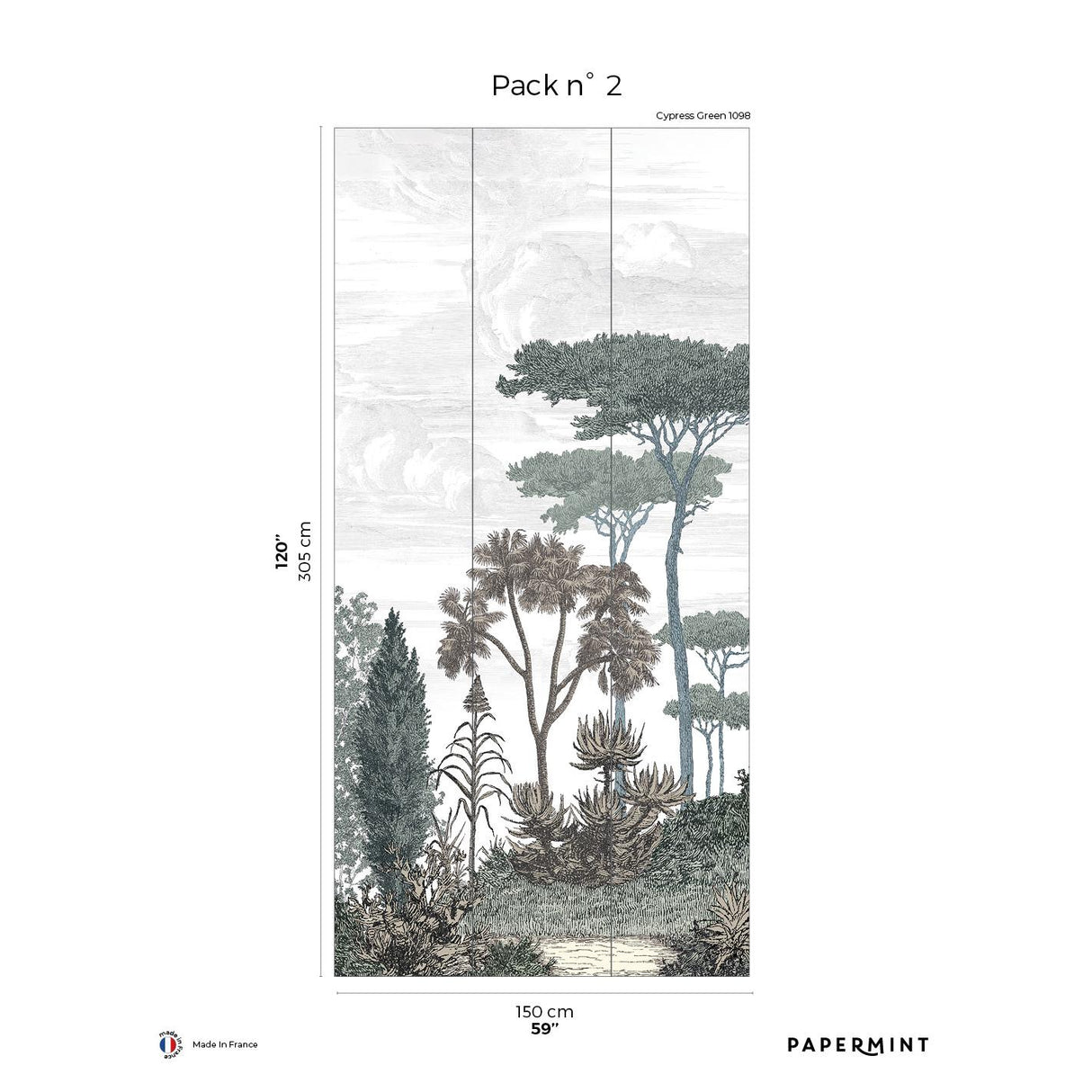 Papermint Pinery Pack 2 in Green Wall Mural
