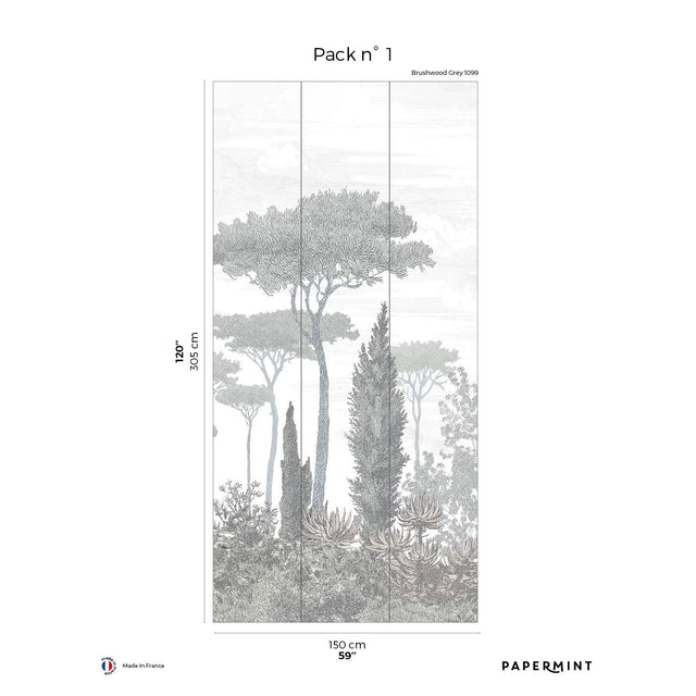 Papermint Pinery Pack 1 in Gray Wall Mural