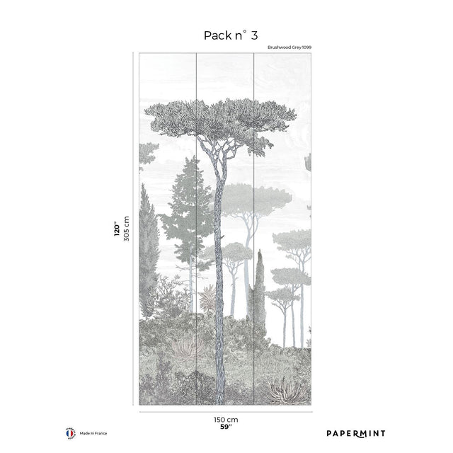 Papermint Pinery Pack 3 in Gray Wall Mural