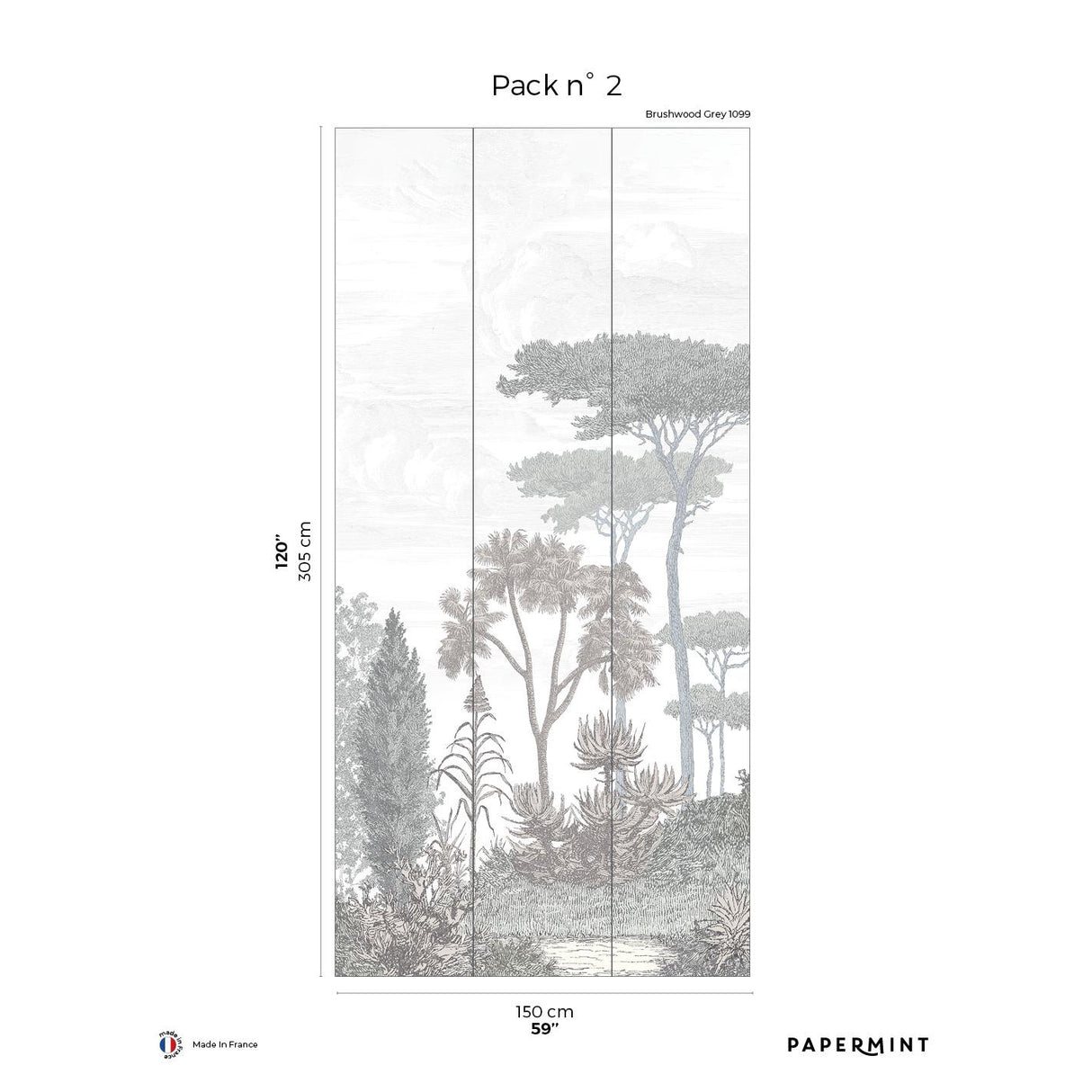 Papermint Pinery Pack 2 in Gray Wall Mural