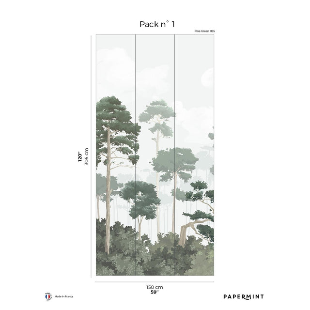 Papermint Pinewood Pack 1 in Green Wall Mural
