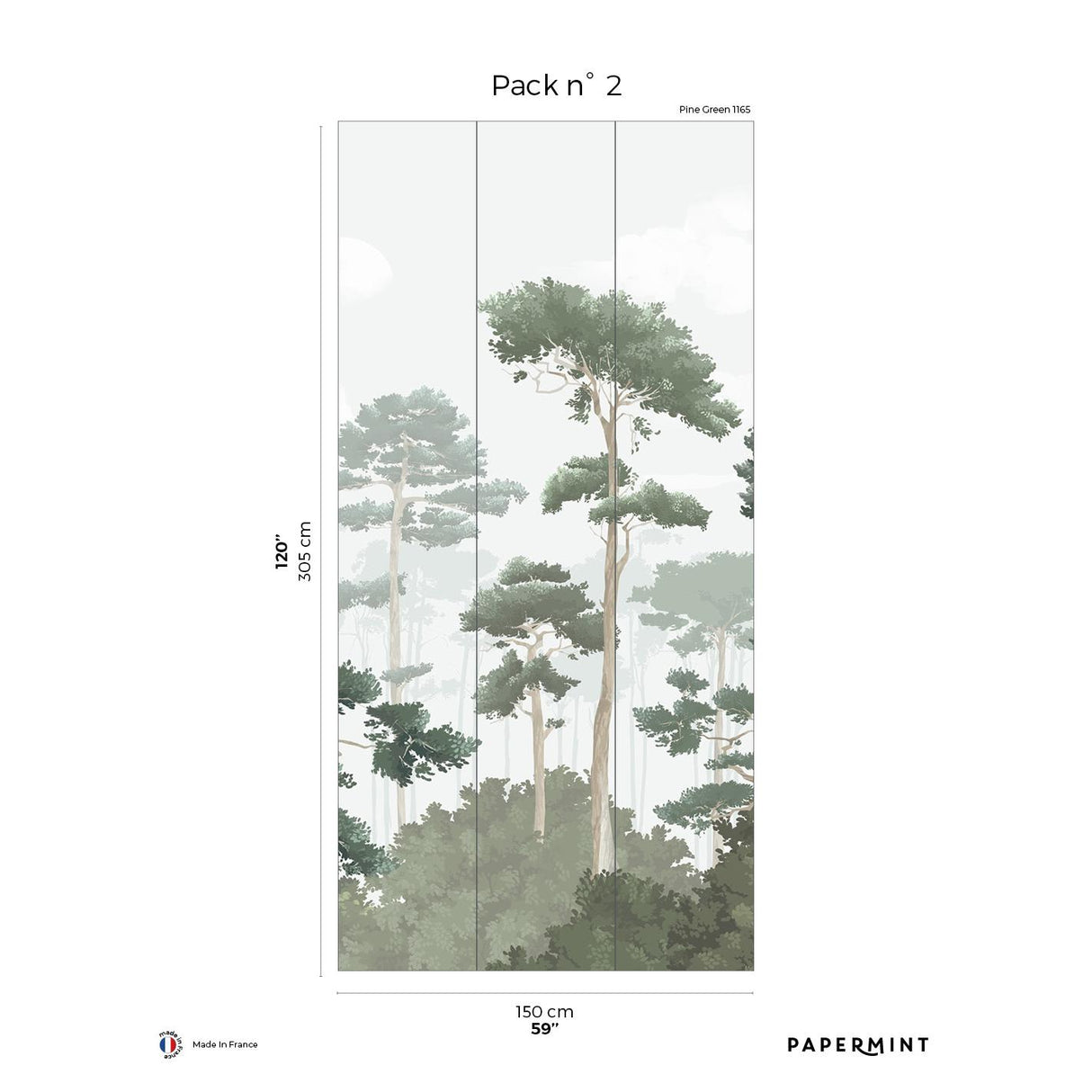 Papermint Pinewood Pack 2 in Green Wall Mural