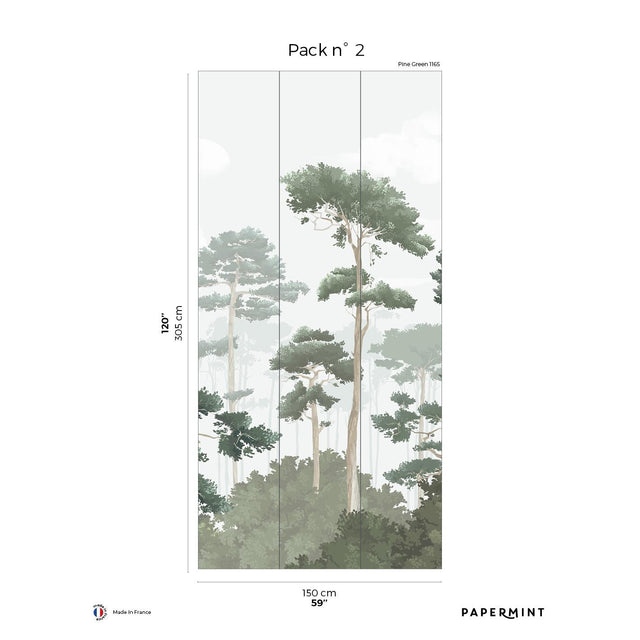 Papermint Pinewood Pack 2 in Green Wall Mural