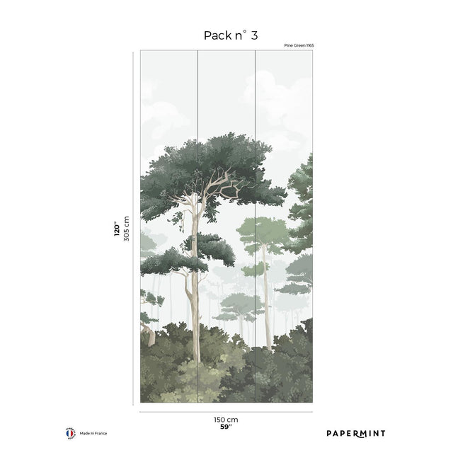 Papermint Pinewood Pack 3 in Green Wall Mural