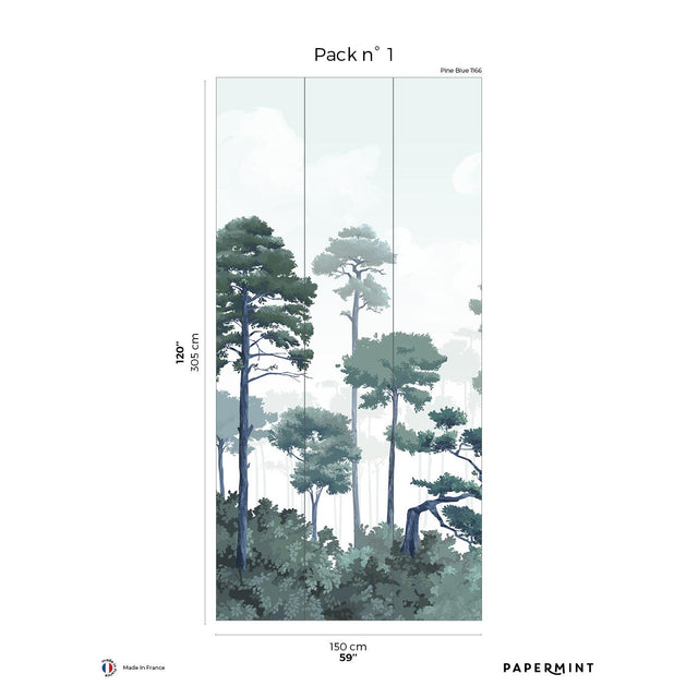 Papermint Pinewood Pack 1 in Blue Wall Mural
