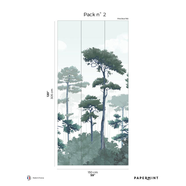 Papermint Pinewood Pack 2 in Blue Wall Mural