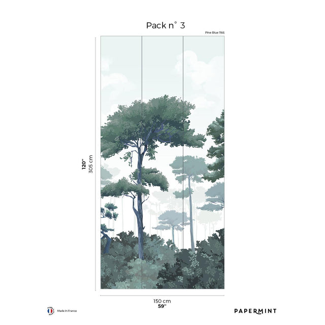 Papermint Pinewood Pack 3 in Blue Wall Mural