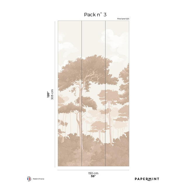 Papermint Pinewood Pack 3 in Beige Wall Mural