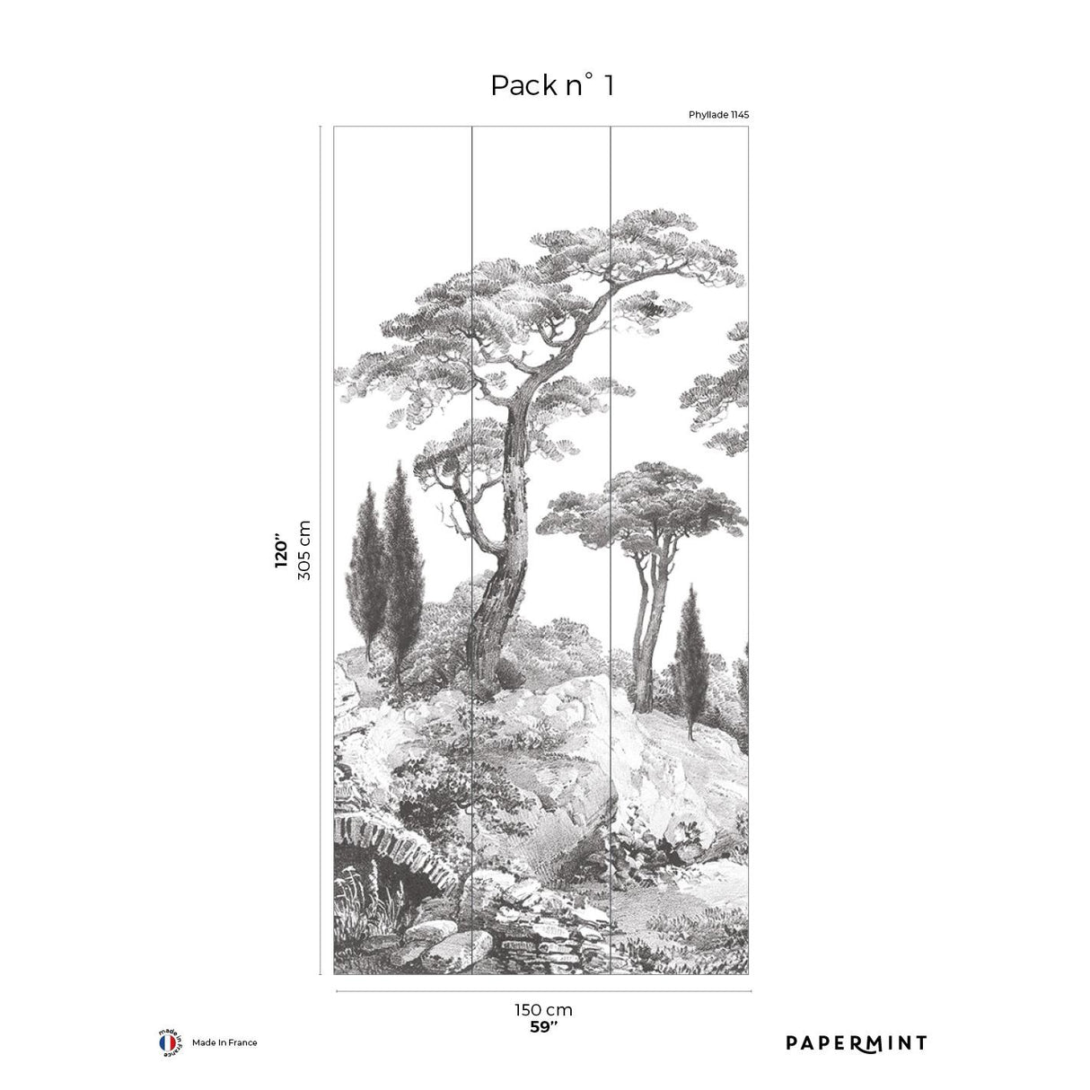 Papermint Porquerolles Pack 1 in Gray Wall Mural