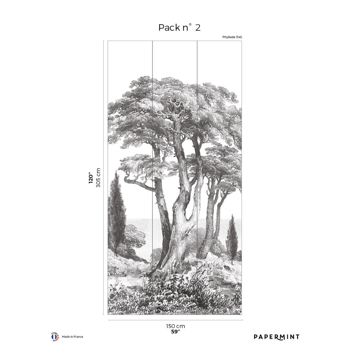 Papermint Porquerolles Pack 2 in Gray Wall Mural