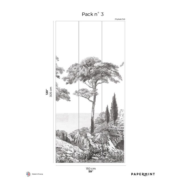 Papermint Porquerolles Pack 3 in Gray Wall Mural