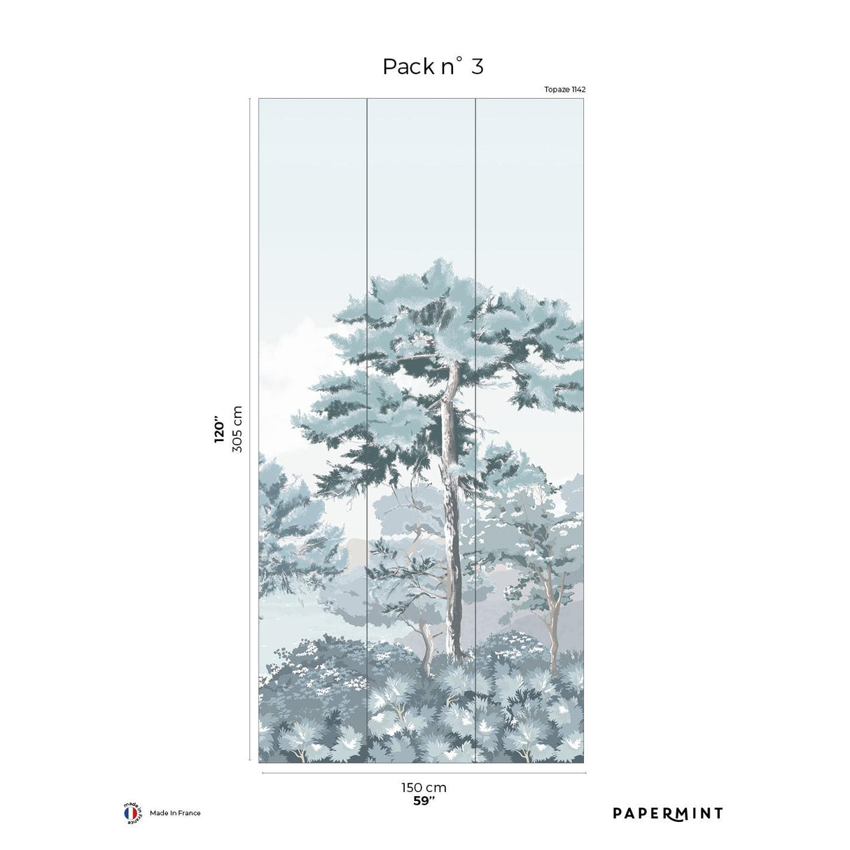 Papermint Quiberon Pack 3 in Blue Wall Mural