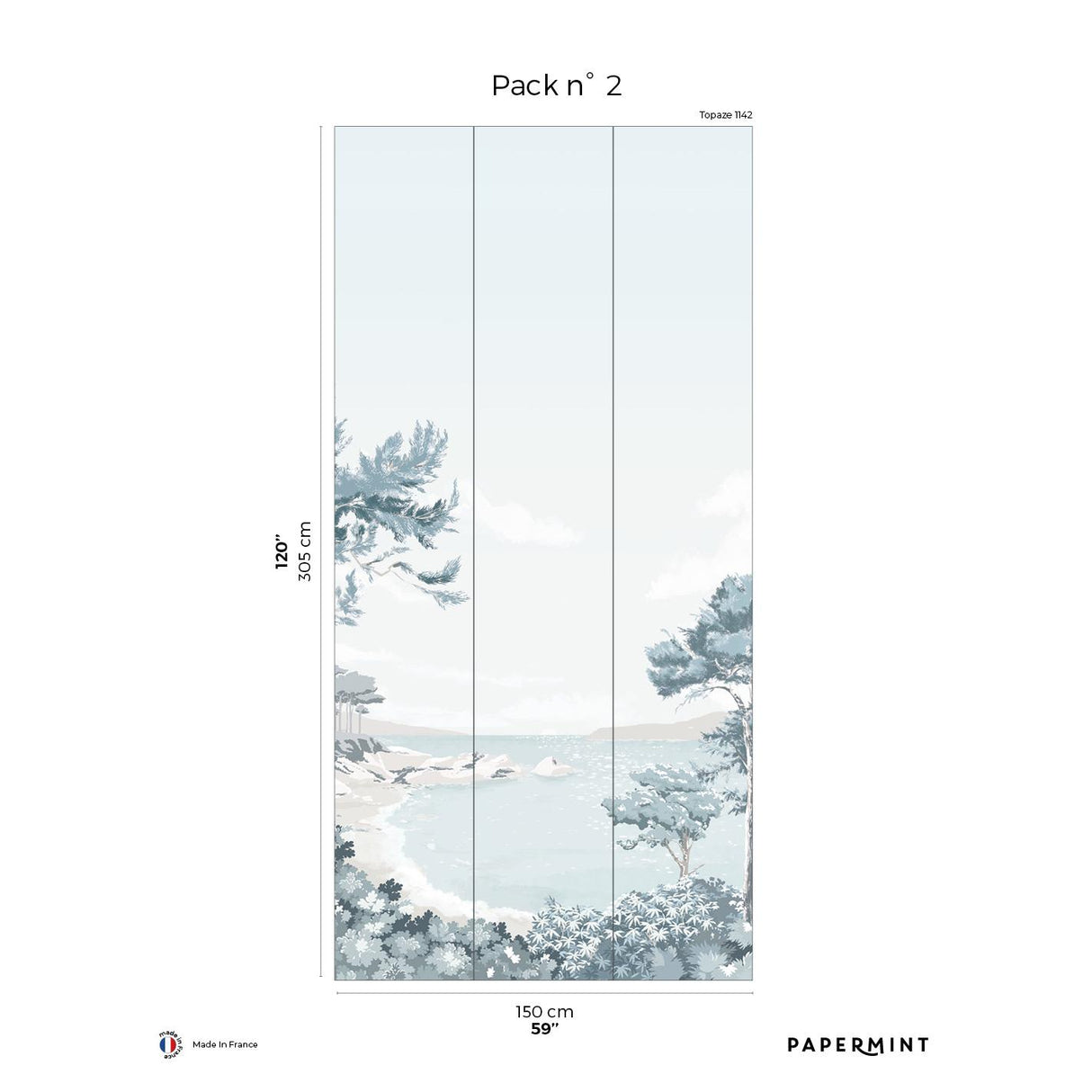 Papermint Quiberon Pack 2 in Blue Wall Mural