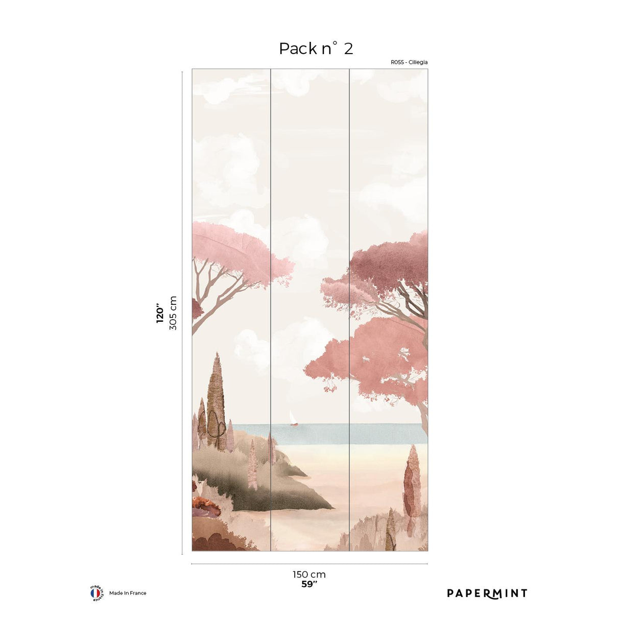 Papermint Riviera La Spiagga Pack 2 in Pink Wall Mural