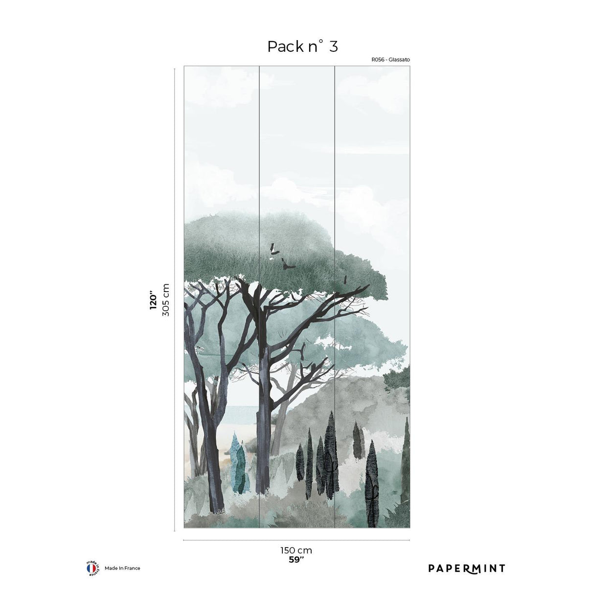 Papermint Riviera La Spiagga Pack 3 in Green Wall Mural