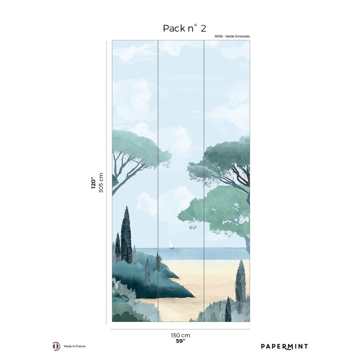 Papermint Riviera La Spiagga Pack 2 in Blue Wall Mural