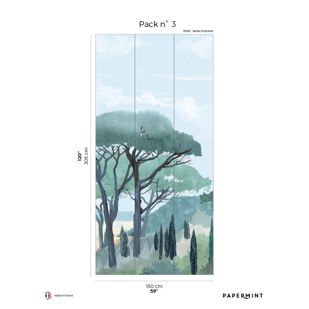 Papermint Riviera La Spiagga Pack 3 in Blue Wall Mural