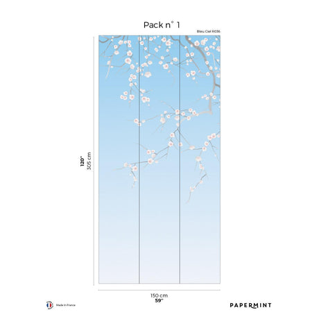 Papermint Sakura Pack 1 in Blue Wall Mural