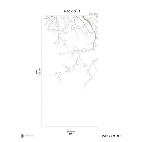 Papermint Sakura Pack 1 in White Wall Mural