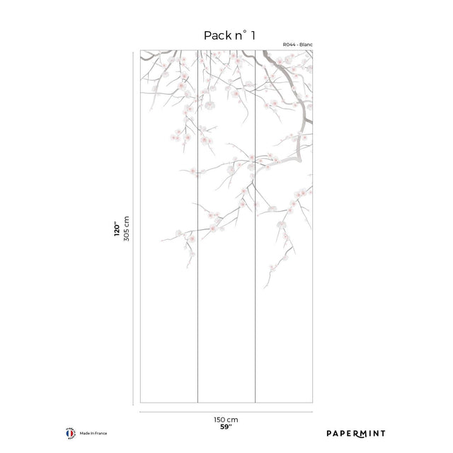 Papermint Sakura Pack 1 in White Wall Mural