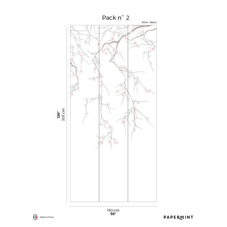Papermint Sakura Pack 2 in White Wall Mural