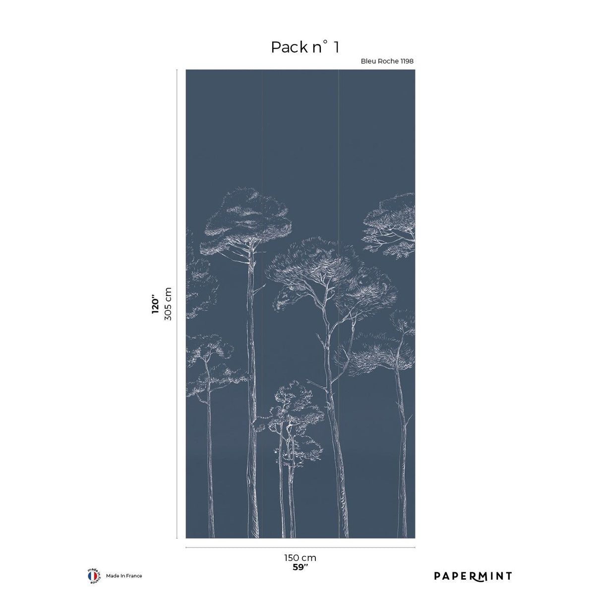Papermint Under the Pines Pack 1 in Blue Wall Mural