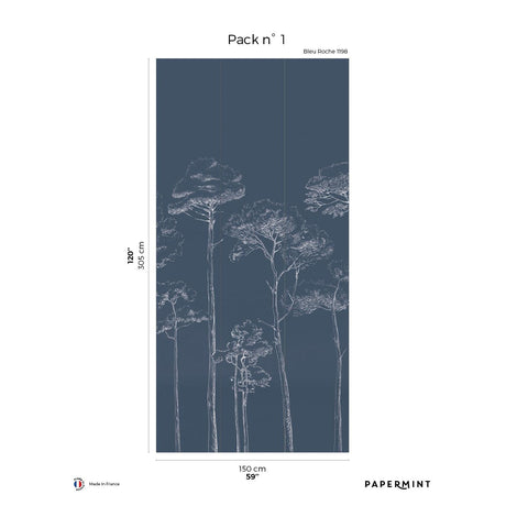 Papermint Under the Pines Pack 1 in Blue Wall Mural