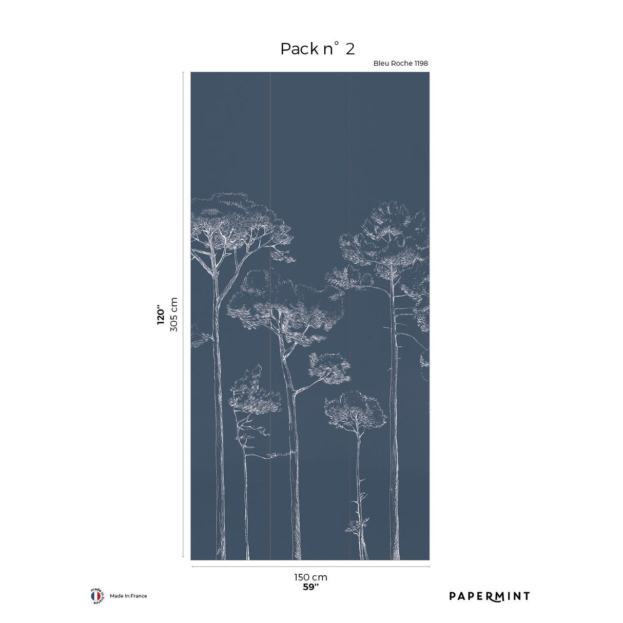 Papermint Under the Pines Pack 2 in Blue Wall Mural