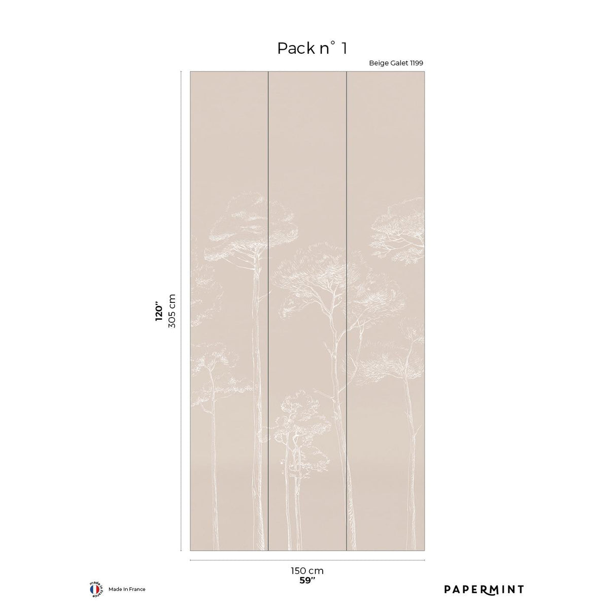 Papermint Under the Pines Pack 1 in Beige Wall Mural