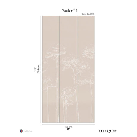 Papermint Under the Pines Pack 1 in Beige Wall Mural