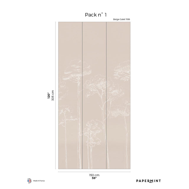 Papermint Under the Pines Pack 1 in Beige Wall Mural