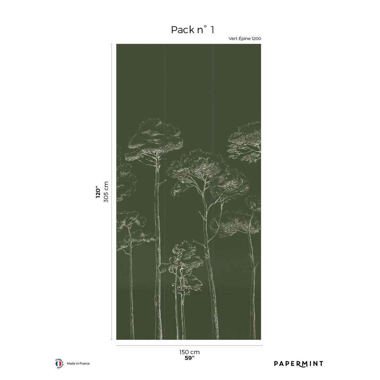 Papermint Under the Pines Pack 1 in Green Wall Mural