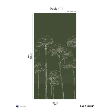 Papermint Under the Pines Pack 1 in Green Wall Mural