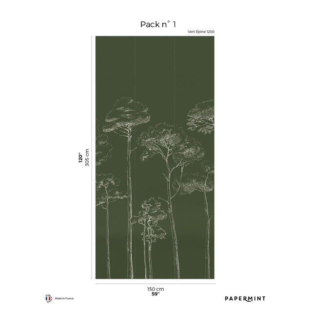 Papermint Under the Pines Pack 1 in Green Wall Mural