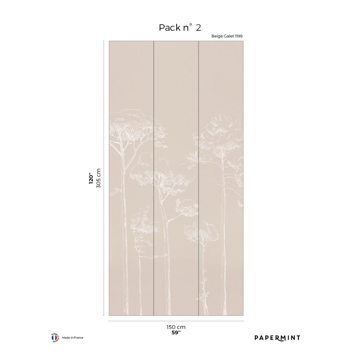 Papermint Under the Pines Pack 2 in Beige Wall Mural