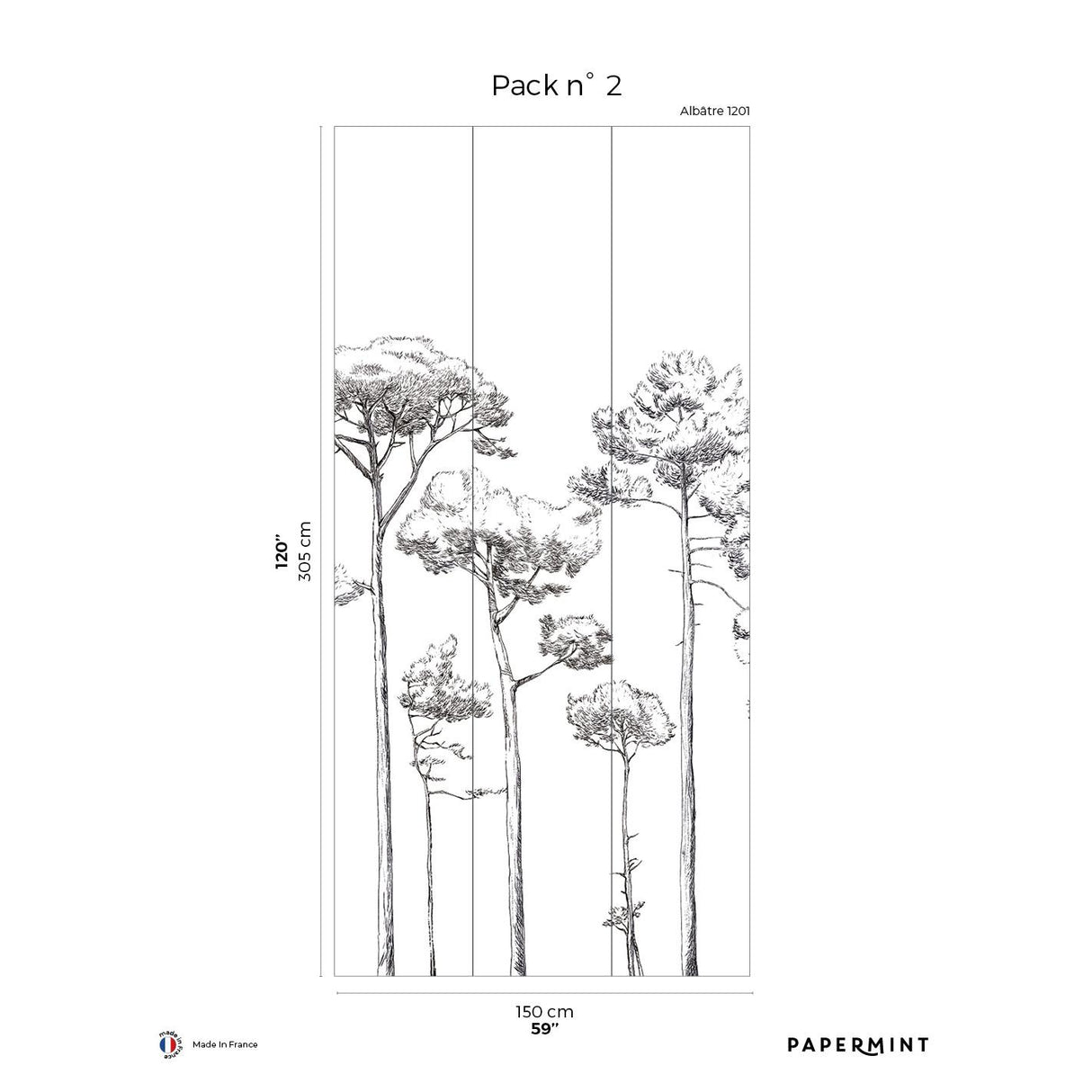 Papermint Under the Pines Pack 2 in Black Wall Mural