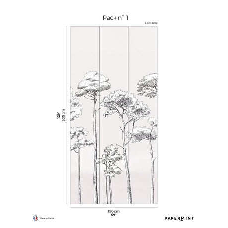 Papermint Under the Pines Pack 1 in White Wall Mural